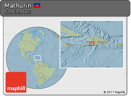 Savanna Style Location Map of Mathurin, hill shading