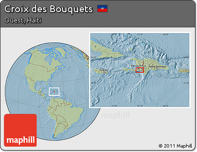 Savanna Style Location Map of Croix Des Bouquets, hill shading