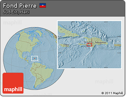 Savanna Style Location Map of Fond Pierre, hill shading