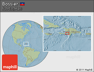 Savanna Style Location Map of Bossier, hill shading