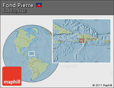 Savanna Style Location Map of Fond Pierre, hill shading