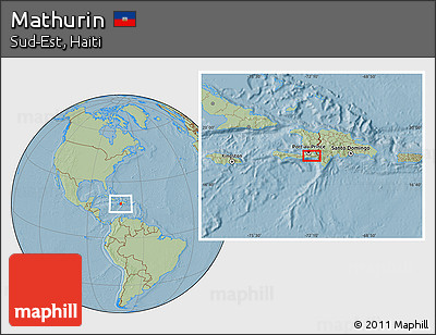 Savanna Style Location Map of Mathurin, hill shading