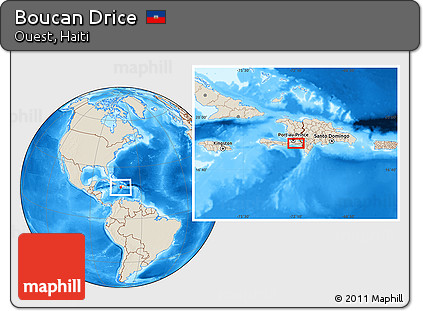Shaded Relief Location Map of Boucan Drice