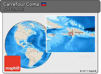 Shaded Relief Location Map of Carrefour Coma