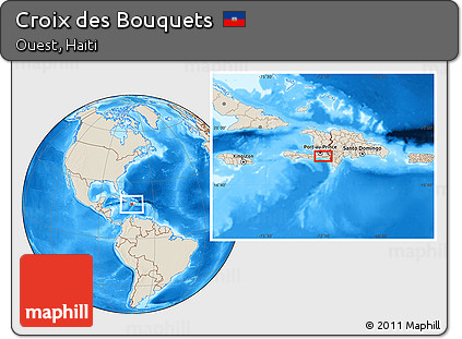 Shaded Relief Location Map of Croix Des Bouquets