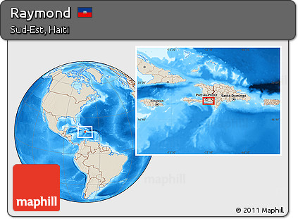 Shaded Relief Location Map of Raymond