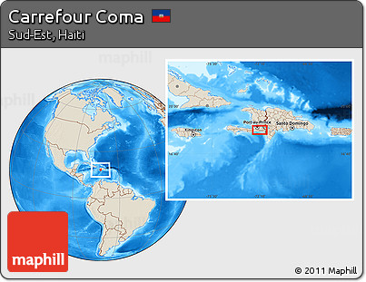 Shaded Relief Location Map of Carrefour Coma