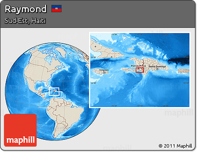 Shaded Relief Location Map of Raymond