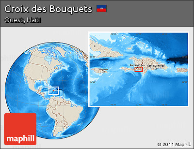 Shaded Relief Location Map of Croix Des Bouquets