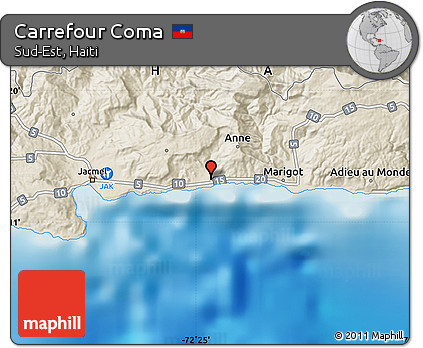 Shaded Relief Map of Carrefour Coma