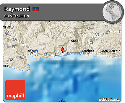 Shaded Relief Map of Raymond