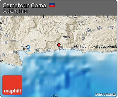 Shaded Relief Map of Carrefour Coma