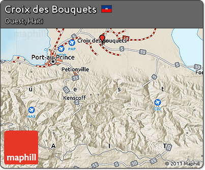 Shaded Relief Map of Croix Des Bouquets