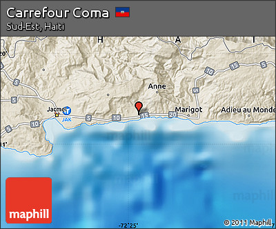 Shaded Relief Map of Carrefour Coma
