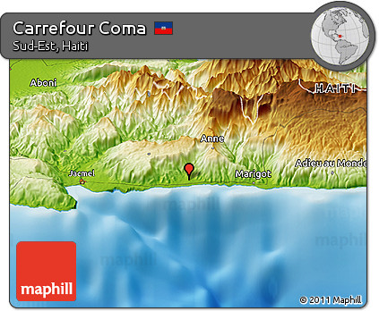 Physical Panoramic Map of Carrefour Coma