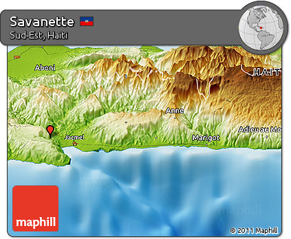Physical Panoramic Map of Savanette