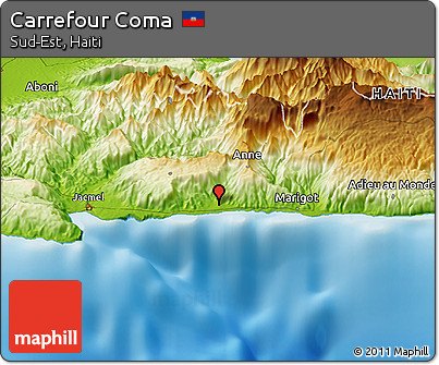 Physical Panoramic Map of Carrefour Coma