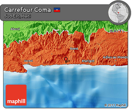 Political Panoramic Map of Carrefour Coma