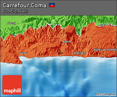 Political Panoramic Map of Carrefour Coma