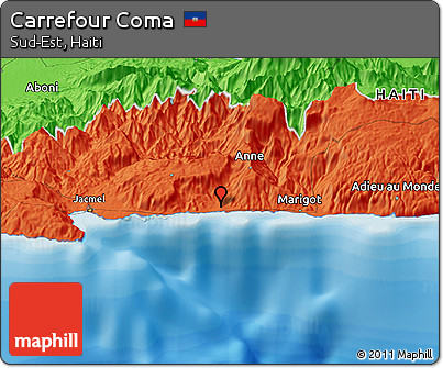 Political Panoramic Map of Carrefour Coma