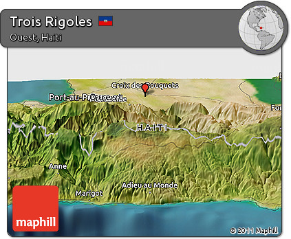 Satellite Panoramic Map of Trois Rigoles