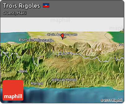 Satellite Panoramic Map of Trois Rigoles