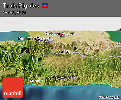 Satellite Panoramic Map of Trois Rigoles