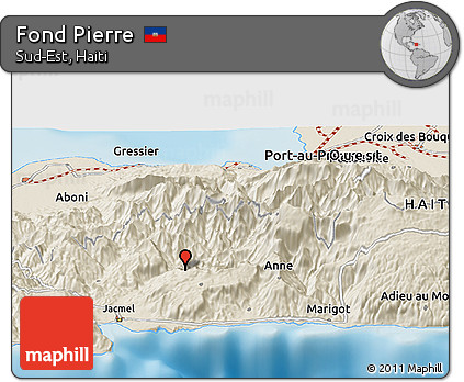 Shaded Relief Panoramic Map of Fond Pierre