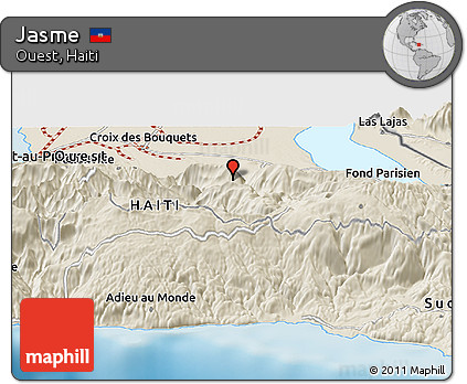 Shaded Relief Panoramic Map of Jasme