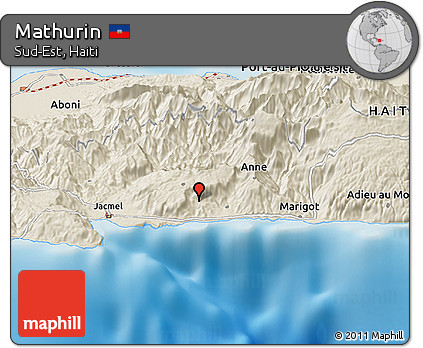 Shaded Relief Panoramic Map of Mathurin