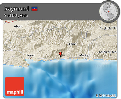 Shaded Relief Panoramic Map of Raymond
