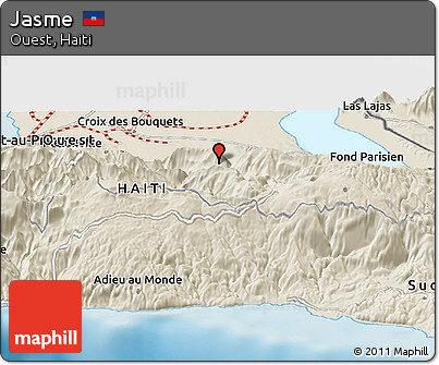 Shaded Relief Panoramic Map of Jasme