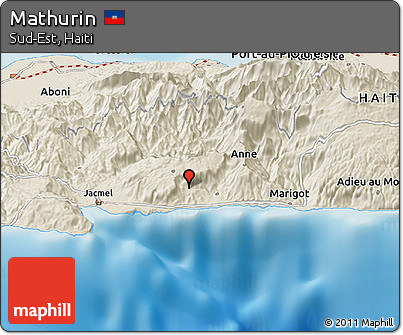 Shaded Relief Panoramic Map of Mathurin