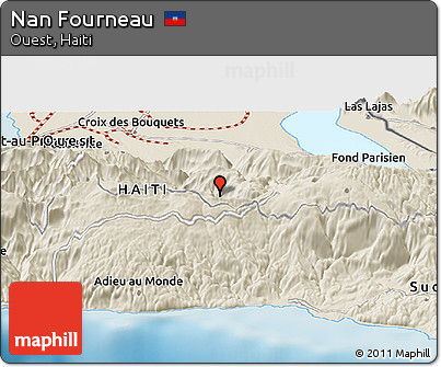Shaded Relief Panoramic Map of Nan Fourneau