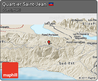 Shaded Relief Panoramic Map of Quartier Saint-Jean