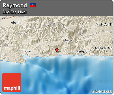 Shaded Relief Panoramic Map of Raymond
