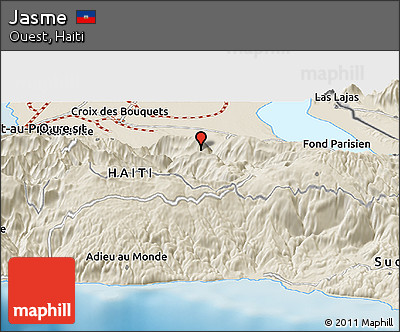 Shaded Relief Panoramic Map of Jasme