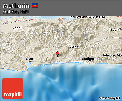 Shaded Relief Panoramic Map of Mathurin