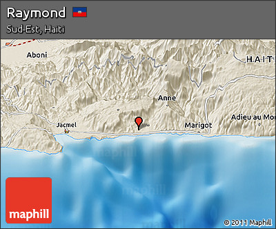 Shaded Relief Panoramic Map of Raymond