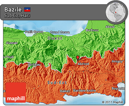 Political 3D Map of Bazile