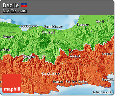 Political 3D Map of Bazile