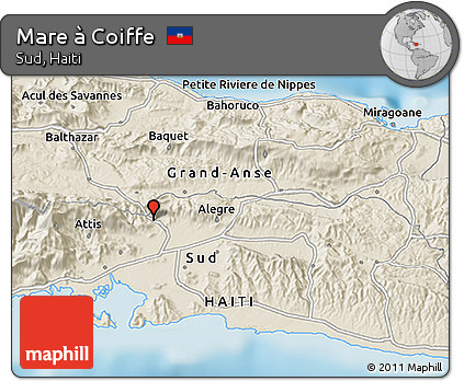 Shaded Relief 3D Map of Mare à Coiffe