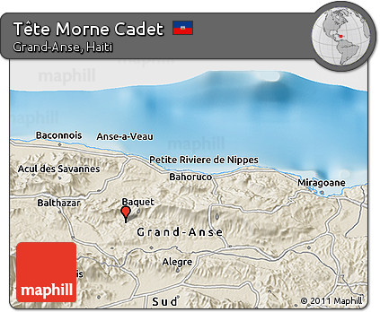 Shaded Relief 3D Map of Tête Morne Cadet