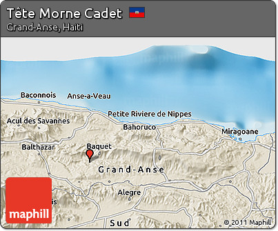 Shaded Relief 3D Map of Tête Morne Cadet