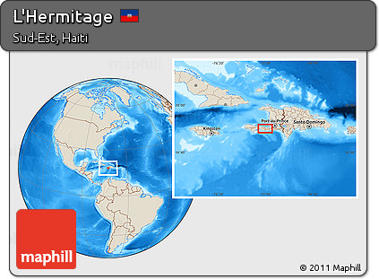 Shaded Relief Location Map of L'Hermitage
