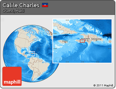 Shaded Relief Location Map of Calile Charles