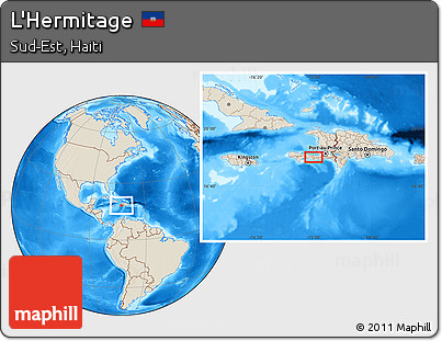 Shaded Relief Location Map of L'Hermitage