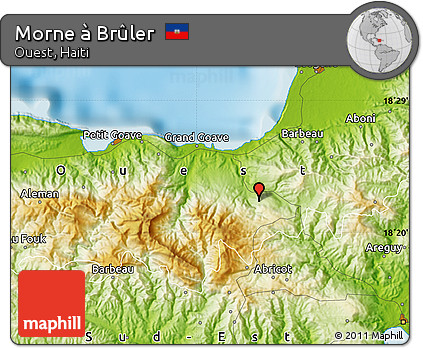 Physical Map of Morne à Brûler