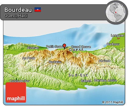 Physical Panoramic Map of Bourdeau