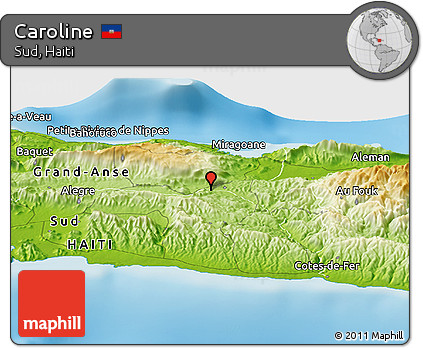 Physical Panoramic Map of Caroline